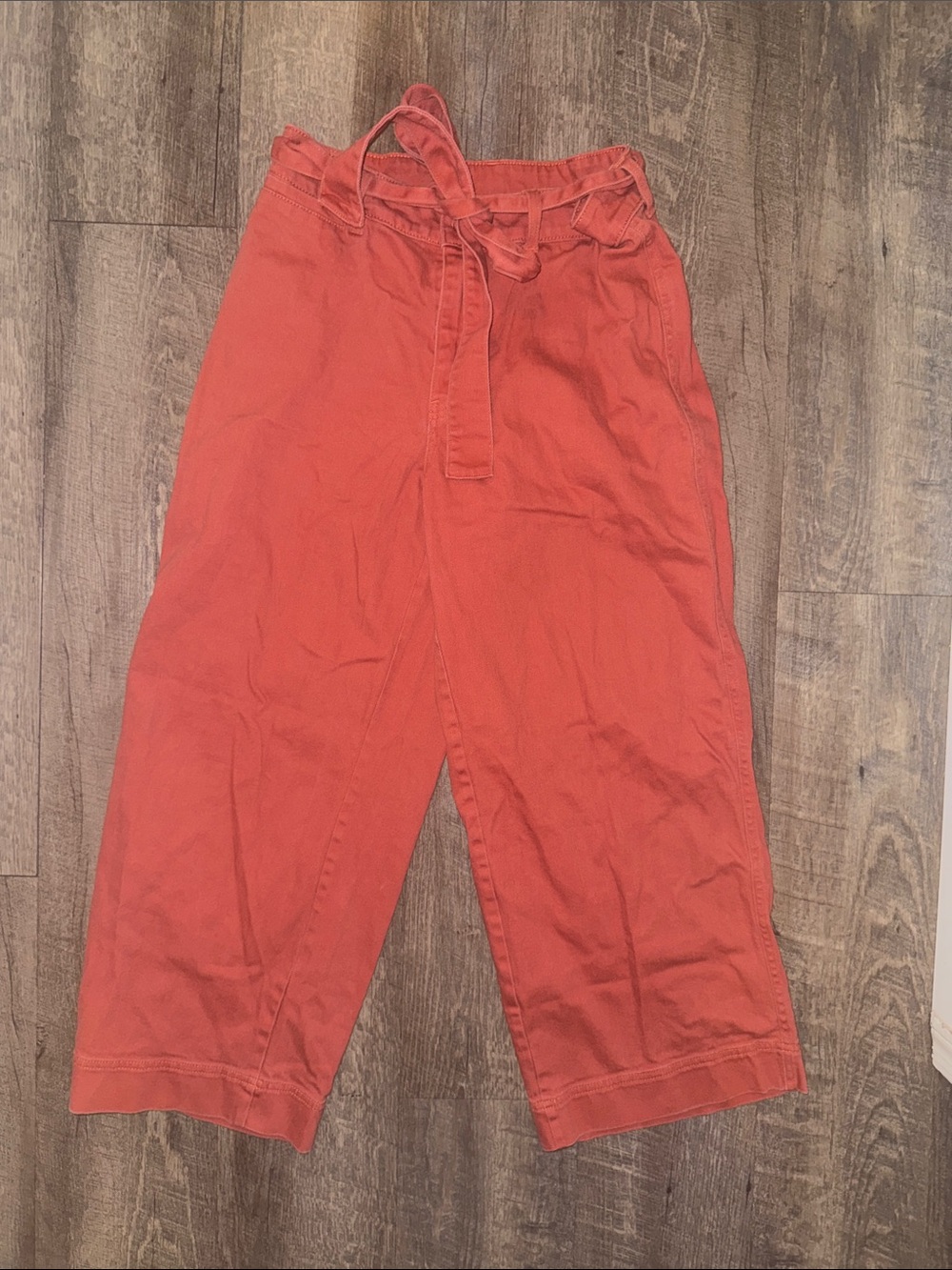 Universal Thread Coral Wide-Leg denim Waist Pants with Tie